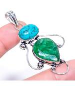 Sakota Mines Emerald Ethnic  Silver Jewelry Pendant 2.60 inches