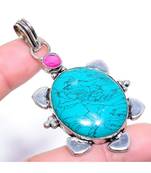 Santa Rosa Turquoise Ethnic  Silver Jewelry Pendant 1.81 inches