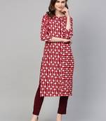 Red printed cotton kurtas-and-kurtis