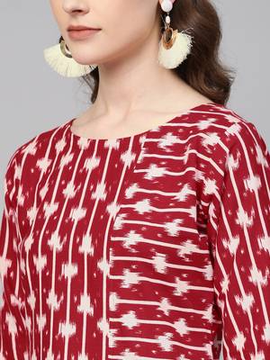 Red printed cotton kurtas-and-kurtis 2