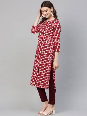 Red printed cotton kurtas-and-kurtis 3