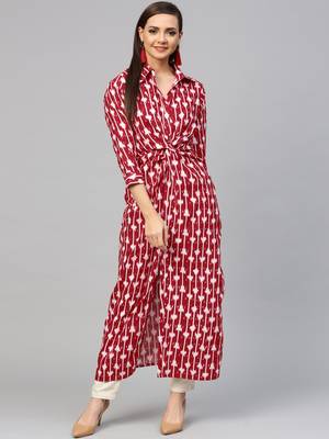 Red printed cotton kurtas-and-kurtis 1