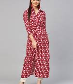 Red printed cotton kurtas-and-kurtis