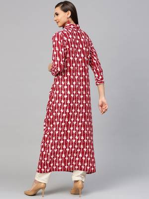 Red printed cotton kurtas-and-kurtis 4