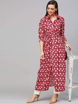 Red printed cotton kurtas-and-kurtis 5