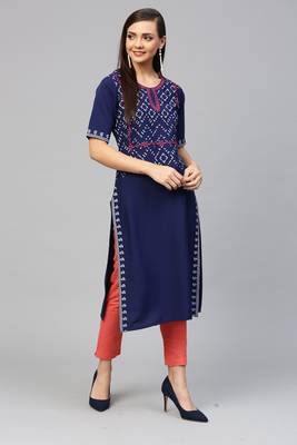 Blue printed crepe kurtas-and-kurtis 1