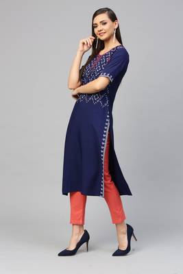 Blue printed crepe kurtas-and-kurtis 2