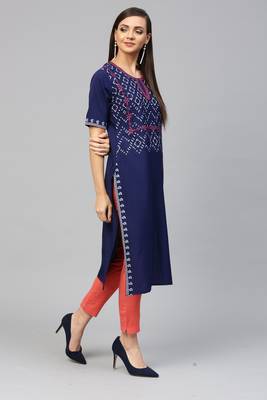 Blue printed crepe kurtas-and-kurtis 3