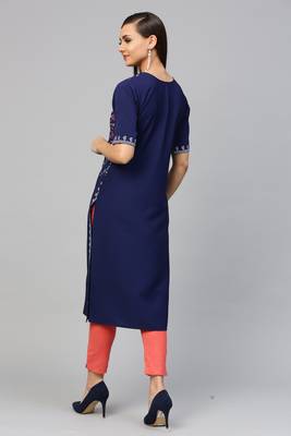 Blue printed crepe kurtas-and-kurtis 4