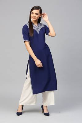 Blue printed crepe kurtas-and-kurtis 1
