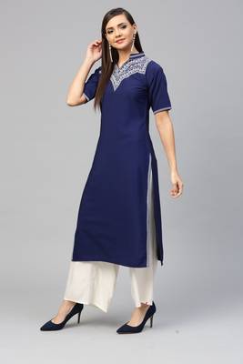 Blue printed crepe kurtas-and-kurtis 2