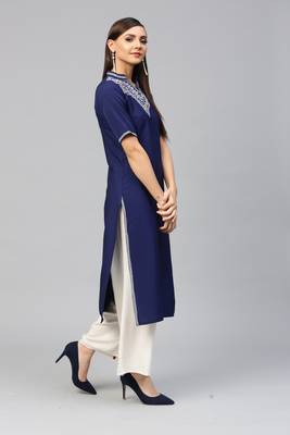Blue printed crepe kurtas-and-kurtis 3