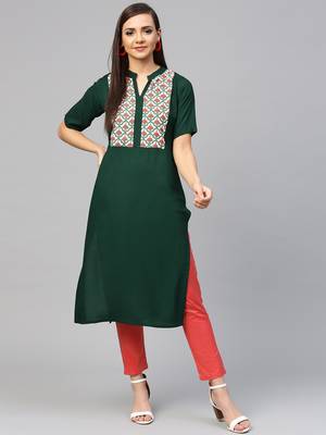 Green printed rayon kurtas-and-kurtis 1