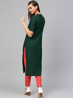 Green printed rayon kurtas-and-kurtis 4