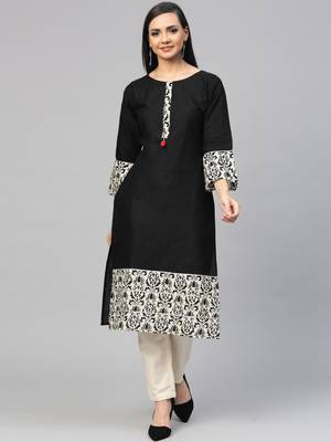 Black printed cotton kurtas-and-kurtis 1