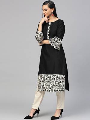 Black printed cotton kurtas-and-kurtis 3