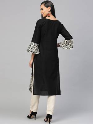 Black printed cotton kurtas-and-kurtis 4