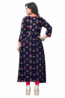 Navy-blue printed cotton kurti 3