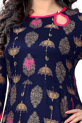 Navy-blue printed cotton kurti 5