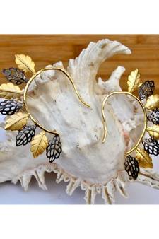 Modern Black Gold Ear Cuffs