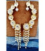 Floral Gold Ear Cuffs with Pearl Strings