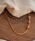 Golden mugappu necklace MEDIUM length with three white stone balls one gram gold