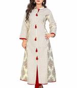 White printed Designer cotton kurti