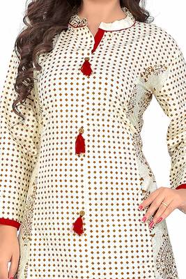 White printed Designer cotton kurti 5