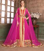 Pink Embroidered Crepe Islamic Kaftans