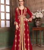 Maroon Embroidered Muslim Wedding Dress