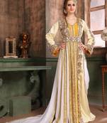 Yellow Embroidered Crepe Islamic Kaftans