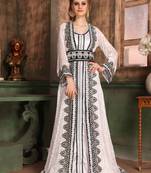White Embroidered Crepe Islamic Kaftans