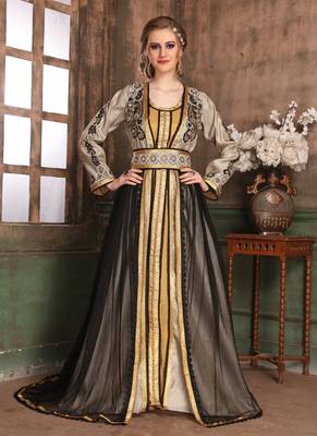 Gold Embroidered Crepe Islamic Kaftans 1