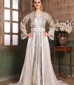 Grey Embroidered Crepe Islamic Kaftans