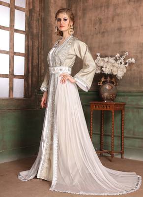 Grey Embroidered Crepe Islamic Kaftans 2