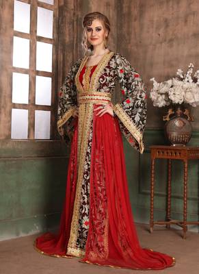 Black Embroidered Velvet Islamic Kaftans 2
