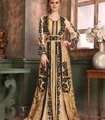 Beige Embroidered Crepe Islamic Kaftans