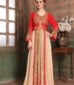 Red Embroidered Crepe Islamic Kaftans