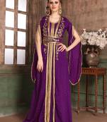 Violet Embroidered Crepe Islamic Kaftans