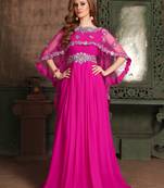 Pink Embroidered Georgette Islamic Kaftans
