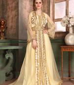 Off White Embroidered Satin Islamic Kaftans