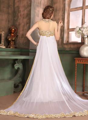 White Embroidered Satin Islamic Kaftans 3