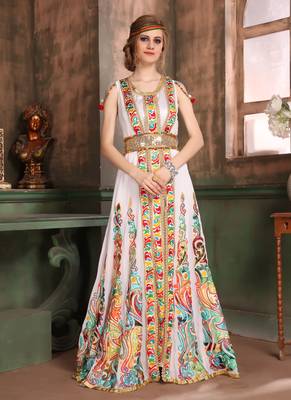 Multicolor Embroidered Georgette Islamic Kaftans 1