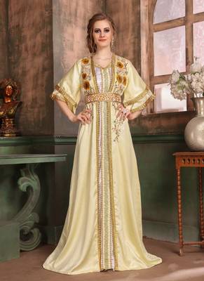 White Embroidered Crepe Islamic Kaftans 1