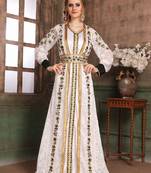 White Embroidered Satin Islamic Kaftans