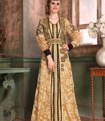 Beige Embroidered Crepe Islamic Kaftans