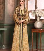 Beige Embroidered Crepe Islamic Kaftans