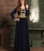 Blue Embroidered Crepe Islamic Kaftans