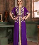 Purple Embroidered Georgette Islamic Kaftans