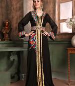 Black Embroidered Crepe Islamic Kaftans